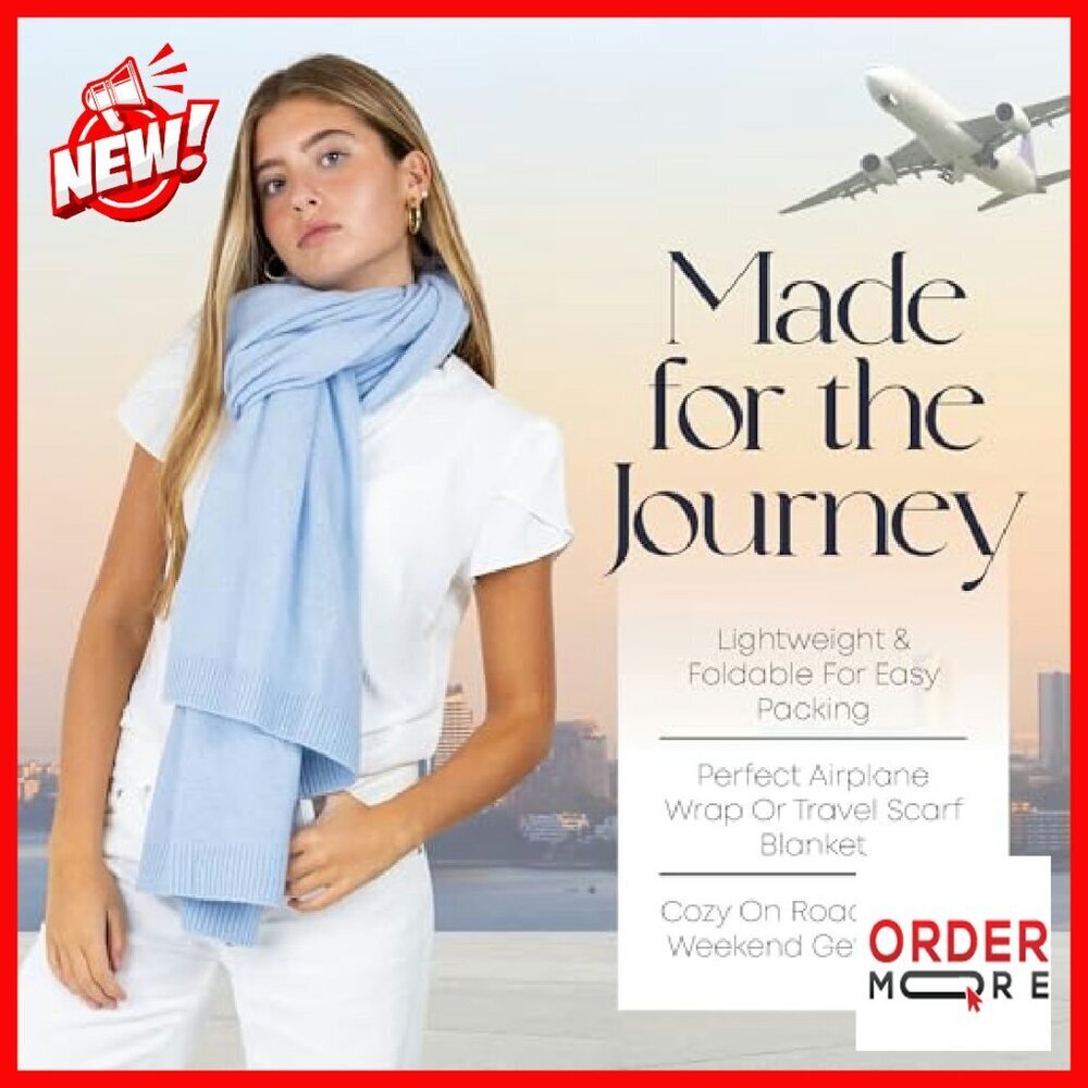 Luxury Cashmere Wool Blend Knitted Wrap Shawl 27x78 Inches Travel Scarf - Picture 6 of 8